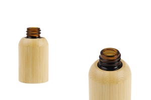 Glasflasche für ätherische Öle, 10 ml, mit PP18-Ausgießer und Bambusbeschichtung-produktbild