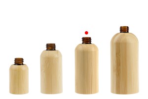 Glasflasche für ätherische Öle, 50 ml, mit PP18-Ausgießer und Bambusbeschichtung-photo_groupe