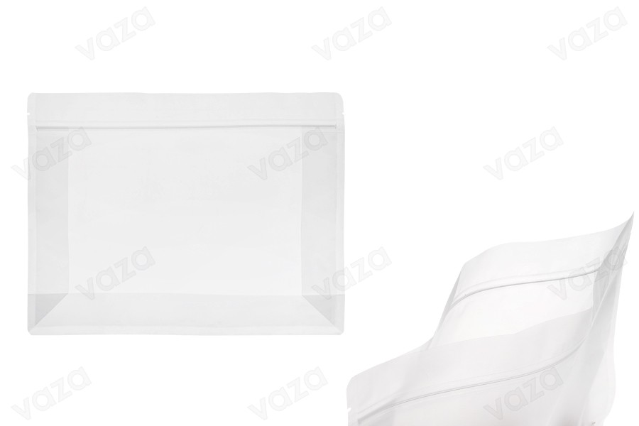 Sachets Doy Pack semi-transparents 295 x 40 x 230 mm avec fermeture zip et thermoscellables - 50 unités-photo_produit