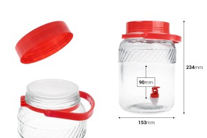 Bocal en verre de 3litres avec robinet en plastique pour le stockage des aliments et des boissons-dimensioni_immagine