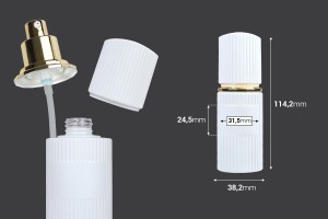 30-ml-Luxusglasflasche in mattweißer Farbe mit Verschluss und goldener Cremepumpe-2