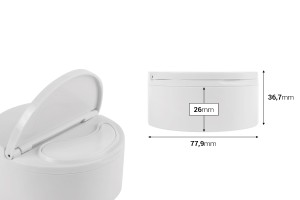Βάζο 50 ml πλαστικό (PP) σε λευκό χρώμα με καπάκι και σπάτουλα -εικόνα_διαστάσεις