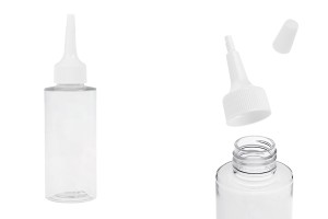 Flacon en plastique (PET) transparent de 100 ml avec « nez » et bouchon à vis blanc-εικόνα_προϊοντική