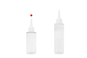 Flacon en plastique (PET) transparent de 100 ml avec « nez » et bouchon à vis blanc-εικόνα_σύνθεση