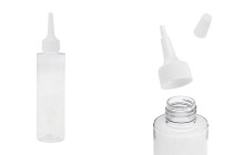Πλαστικό (PET) διάφανο μπουκάλι 150 ml με "μύτη" και λευκό βιδωτό καπάκι-εικόνα_προϊοντική