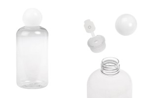 Bouteille en plastique (PET) transparente de 250 ml avec bouchon rond blanc et bouchon-εικόνα_προϊοντική