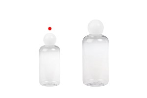 Bouteille en plastique (PET) transparente de 250 ml avec bouchon rond blanc et bouchon-εικόνα_σύνθεση