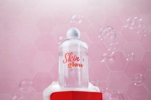 Bouteille en plastique (PET) transparente de 250 ml avec bouchon rond blanc et bouchon-εικόνα_σύνθεση