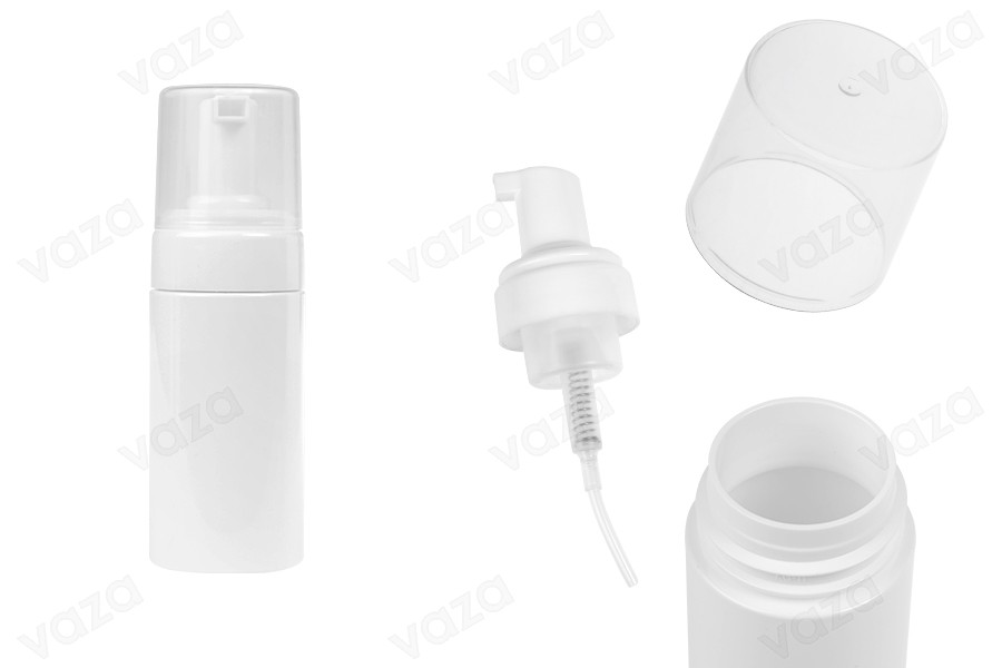 Πλαστικό (PET) λευκό μπουκάλι 100 ml με λευκή αντλία για αφρό (foam) και καπάκι-εικόνα_προϊοντική