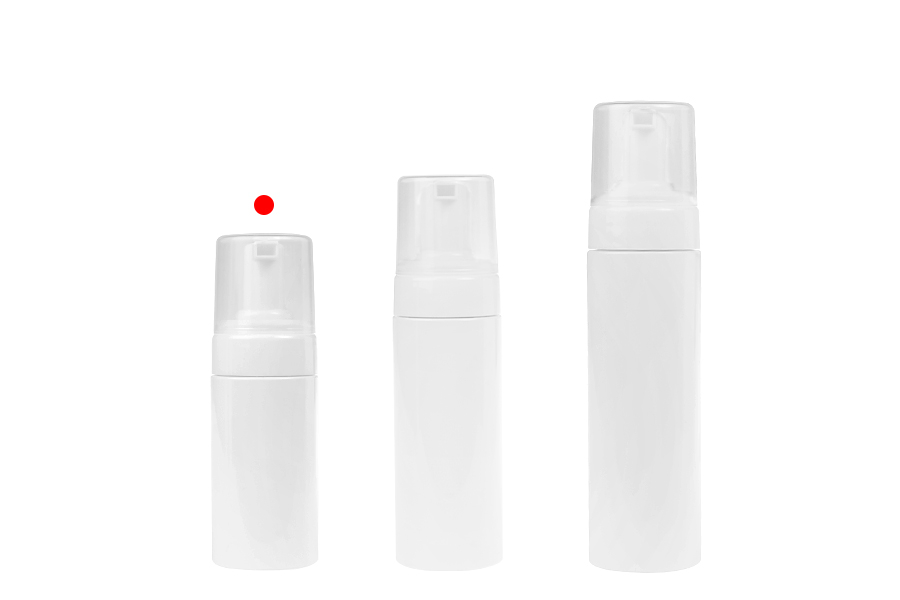 Πλαστικό (PET) λευκό μπουκάλι 100 ml με λευκή αντλία για αφρό (foam) και καπάκι-εικόνα_σύνθεση