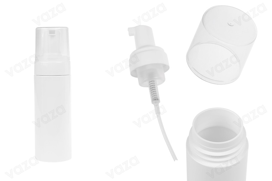 Πλαστικό (PET) λευκό μπουκάλι 150 ml με λευκή αντλία για αφρό (foam) και καπάκι-εικόνα_προϊοντική