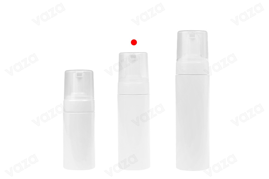 Πλαστικό (PET) λευκό μπουκάλι 150 ml με λευκή αντλία για αφρό (foam) και καπάκι-εικόνα_σύνθεση