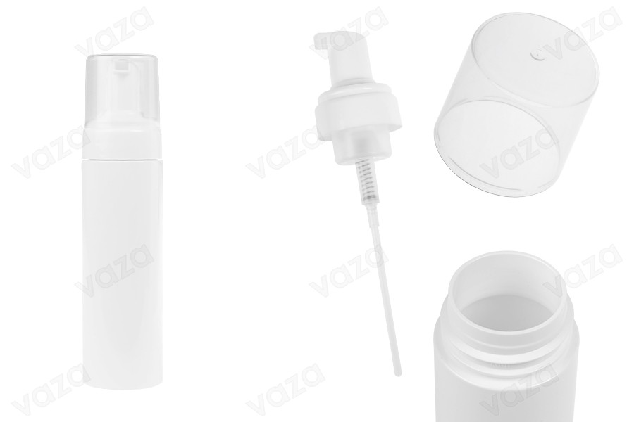 Πλαστικό (PET) λευκό μπουκάλι 200 ml με λευκή αντλία για αφρό (foam) και καπάκι-εικόνα_προϊοντική