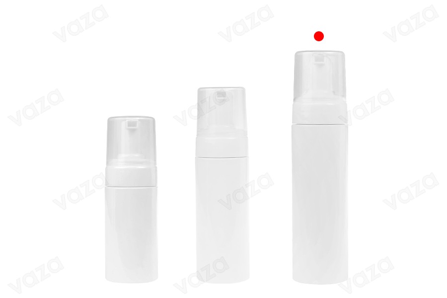 Πλαστικό (PET) λευκό μπουκάλι 200 ml με λευκή αντλία για αφρό (foam) και καπάκι-εικόνα_σύνθεση