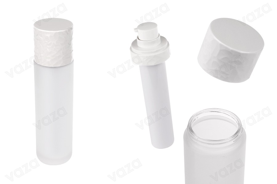 100 ml nachfüllbare Flasche mit Cremepumpe und äußerem sandgestrahltem Glasgehäuse-produktbild