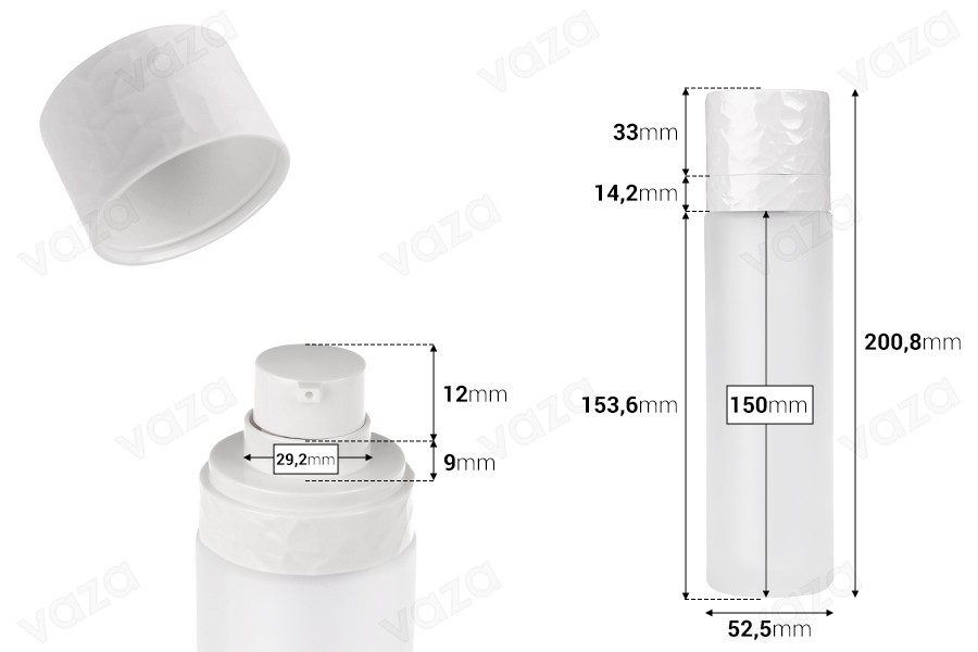 100 ml nachfüllbare Flasche mit Cremepumpe und äußerem sandgestrahltem Glasgehäuse-bildabmessungen
