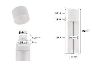 Flacon rechargeable de 50 ml avec pompe à crème et étui extérieur en verre sablé-εικόνα_διαστάσεις