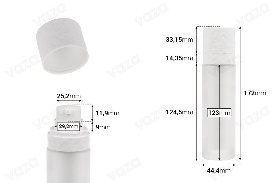 50 ml nachfüllbare Flasche mit Cremepumpe und äußerem sandgestrahltem Glasgehäuse 50 ml nachfüllbare Flasche mit Cremepumpe und äußerem sandgestrahltem Glasgehäuse-bildabmessungen