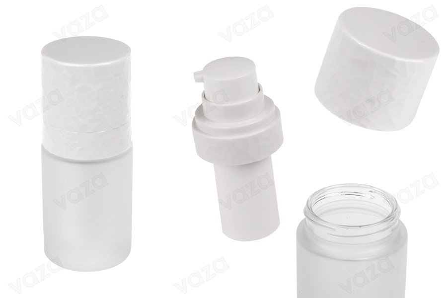Επαναγεμιζόμενο μπουκάλι airless 15 ml με αντλία κρέμας και εξωτερική γυάλινη θήκη αμμοβολής Επαναγεμιζόμενο μπουκάλι airless 15 ml με αντλία κρέμας και εξωτερική γυάλινη θήκη αμμοβολής-εικόνα_προϊοντική