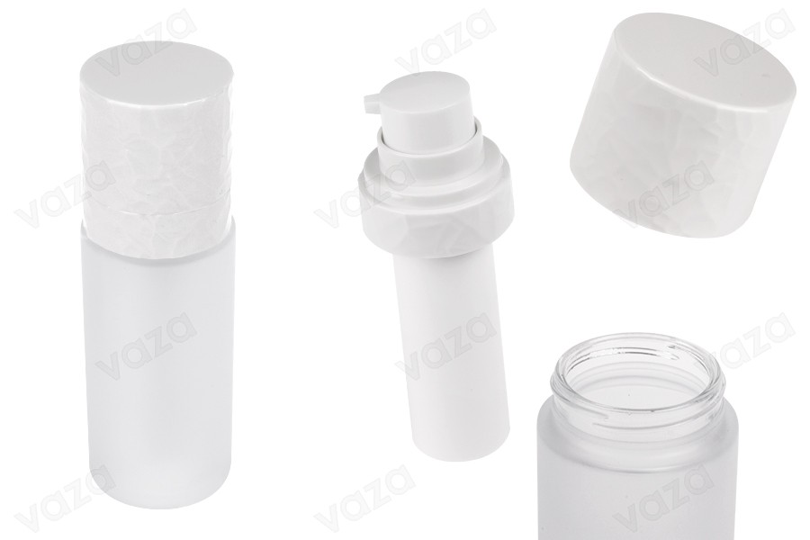Nachfüllbare 30-ml-Airless-Flasche mit Cremepumpe und sandgestrahltem Außenglasgehäuse-produktbild