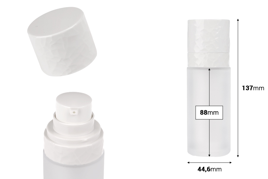 Επαναγεμιζόμενο μπουκάλι airless 30 ml με αντλία κρέμας και εξωτερική γυάλινη θήκη αμμοβολής Επαναγεμιζόμενο μπουκάλι airless 30 ml με αντλία κρέμας και εξωτερική γυάλινη θήκη αμμοβολής-εικόνα_διαστάσεις