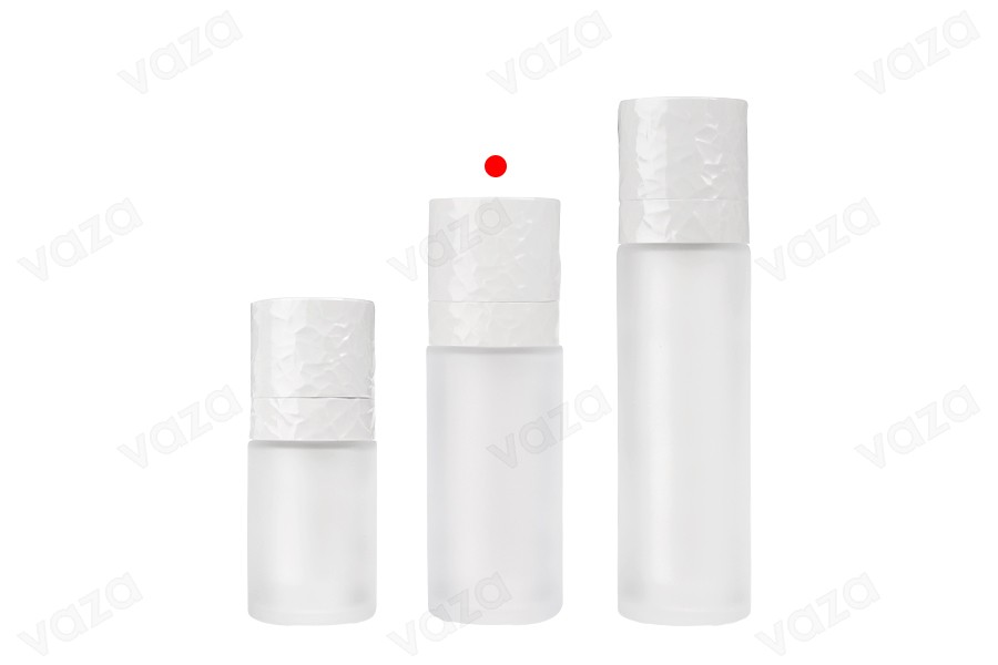 Nachfüllbare 30-ml-Airless-Flasche mit Cremepumpe und sandgestrahltem Außenglasgehäuse-bildgruppe
