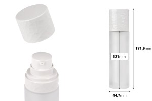 Flacon airless rechargeable 50 ml avec pompe crème et étui extérieur en verre sablé-εικόνα_διαστάσεις