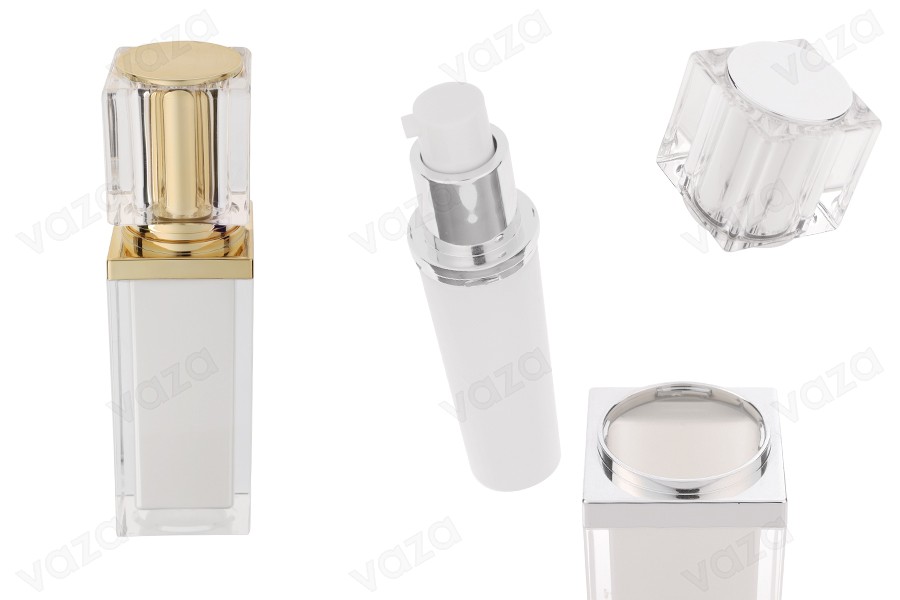 Flacon acrylique de luxe rechargeable 30 ml avec pompe à crème et bouchon-photo_produit