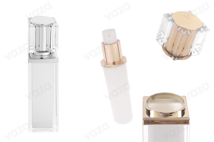 Shishe luksoze akrilike e ripërdorshme 50 ml me pompë për krem dhe kapak. Shishe luksoze akrilike e ripërdorshme 50 ml me pompë për krem dhe kapak. -imazh_produkt