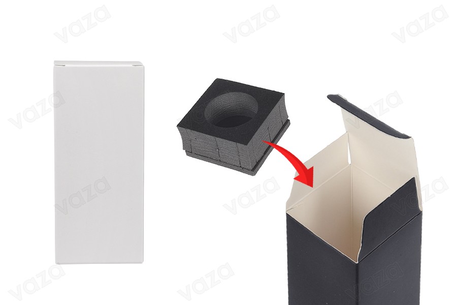 Papierverpackungsbox 55x55x125 mm mit innerer Schaumstofftasche für ätherische Ölflaschen 50 ml - 20 Stück-produktbild