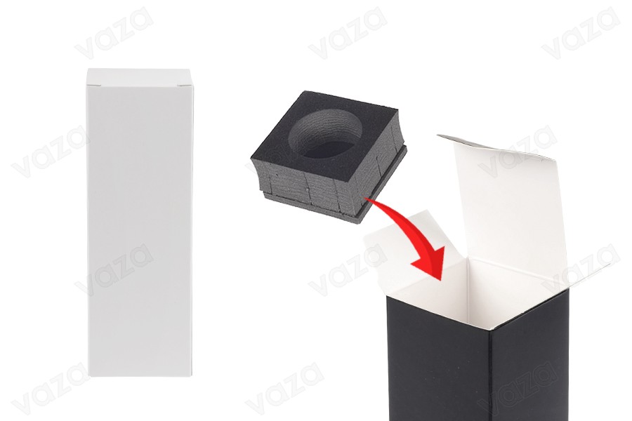 Papierverpackungsbox 50x50x145 mm mit innerer Schaumstofftasche für ätherische Ölflaschen 100ml - 20 Stück Papierverpackungsbox 50x50x145 mm mit innerer Schaumstofftasche für ätherische Ölflaschen 100ml - 20 Stück-produktbild