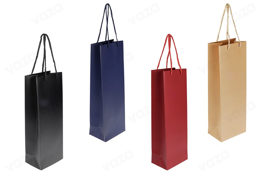 Sacs en papier (250 gsm) pour bouteilles de vin 120 x 85 x 360 mm - Lot de 12 Sacs en papier (250 gsm) pour bouteilles de vin 120 x 85 x 360 mm - Lot de 12-photo_produit