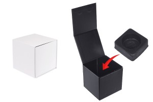 Coffret de luxe avec fermeture magnétique de couleur noire ou blanche 110x110x110 mm avec étui intérieur en plastique (pour pots code 1105-2-0)-1