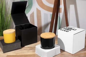 Coffret de luxe avec fermeture magnétique de couleur noire ou blanche 110x110x110 mm avec étui intérieur en plastique (pour pots code 1105-2-0)-7