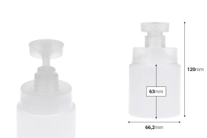 Plastic (HDPE) white bottle 200 ml with safety pump-image_dimensions