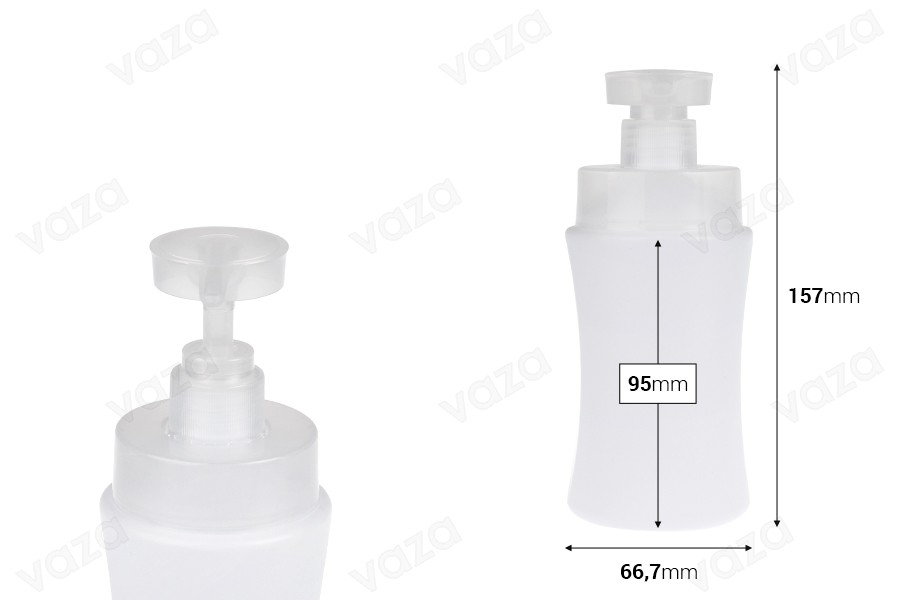 Πλαστικό (HDPE) λευκό μπουκάλι 300 ml με αντλία ασφαλείας-εικόνα_διαστάσεις