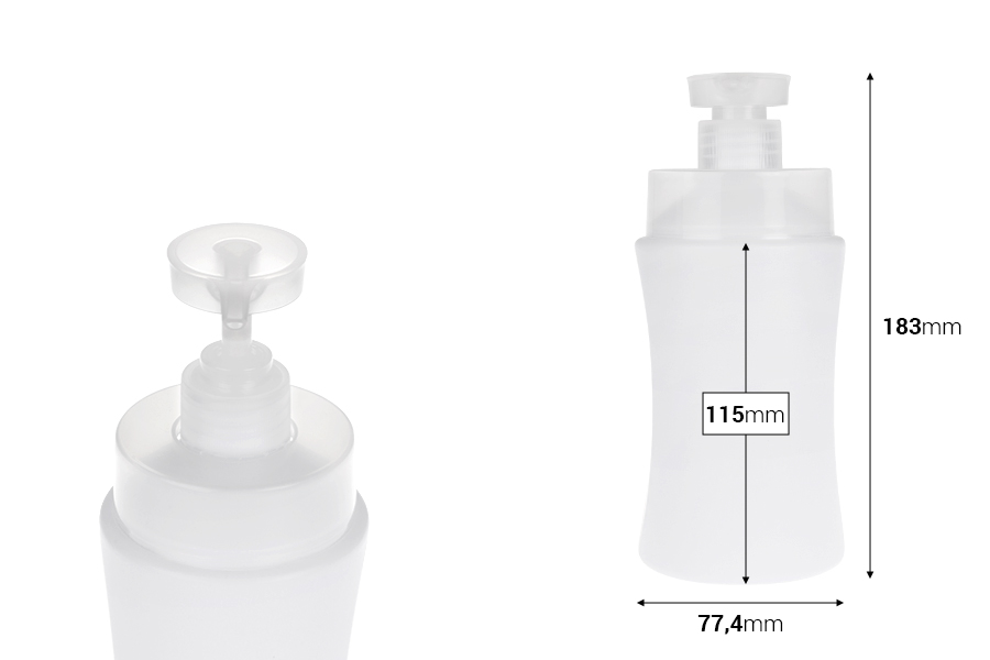 Πλαστικό (HDPE) λευκό μπουκάλι 500 ml με αντλία ασφαλείας-εικόνα_διαστάσεις