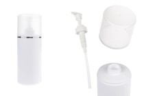 Flacone bianco in plastica (HDPE) da 500 ml con pompa per crema e tappo trasparente con striscia argentata-immagine_prodotto