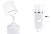 Flacone bianco in plastica (HDPE) da 500 ml con pompa per crema e tappo trasparente con striscia argentata-dimensioni_immagine