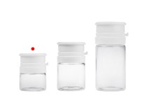 Flacon en verre de 5 ml de couleur transparente ou caramel avec bouchon de sécurité blanc à pression (PP24) pour médicaments et produits homéopathiques Flacon en verre de 5 ml de couleur transparente ou caramel avec bouchon de sécurité blanc à pression (PP24) pour médicaments et produits homéopathiques-photo_groupe