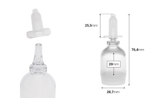Flacon jetable transparent de 10 ml avec bouchon-εικόνα_διαστάσεις