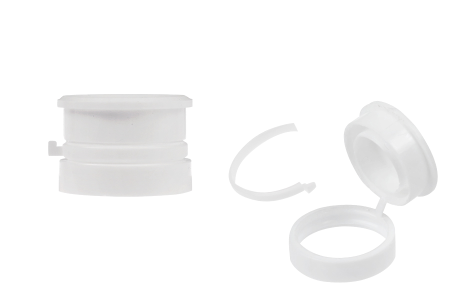 Tappo di sicurezza a scatto in plastica (PP24) di colore bianco per medicinali e prodotti omeopatici Tappo di sicurezza a scatto in plastica (PP24) di colore bianco per medicinali e prodotti omeopatici-immagine_prodotto