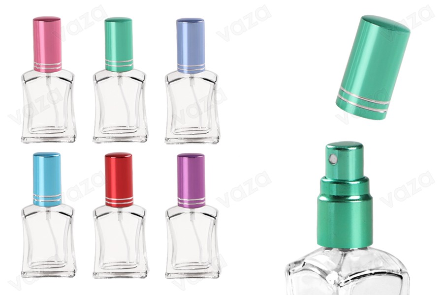 Flacon de parfum 15 ml en verre avec vaporisateur et bouchon en aluminium en différentes couleurs - 6 pcs Flacon de parfum 15 ml en verre avec vaporisateur et bouchon en aluminium en différentes couleurs - 6 pcs-photo_produit