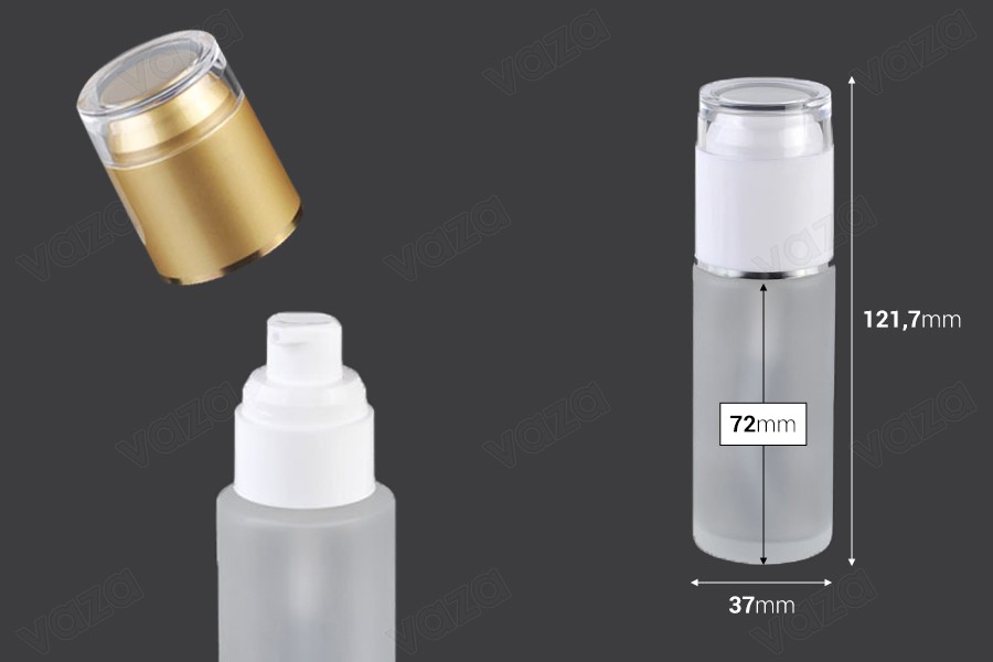 50ml frosted glass bottle with pump and white or satin gold cap 50ml frosted glass bottle with pump and white or satin gold cap-image_dimensions