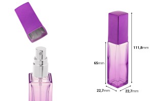 Φιάλη αρωμάτων 20 ml γυάλινη σε διάφορα χρώματα ντεγκραντέ με σπρέι και καπάκι-εικόνα_διαστάσεις