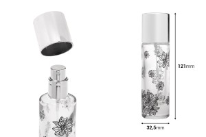Flacon de parfum de 30 ml avec bouchon argenté et vaporisateur (PP 15)-εικόνα_διαστάσεις