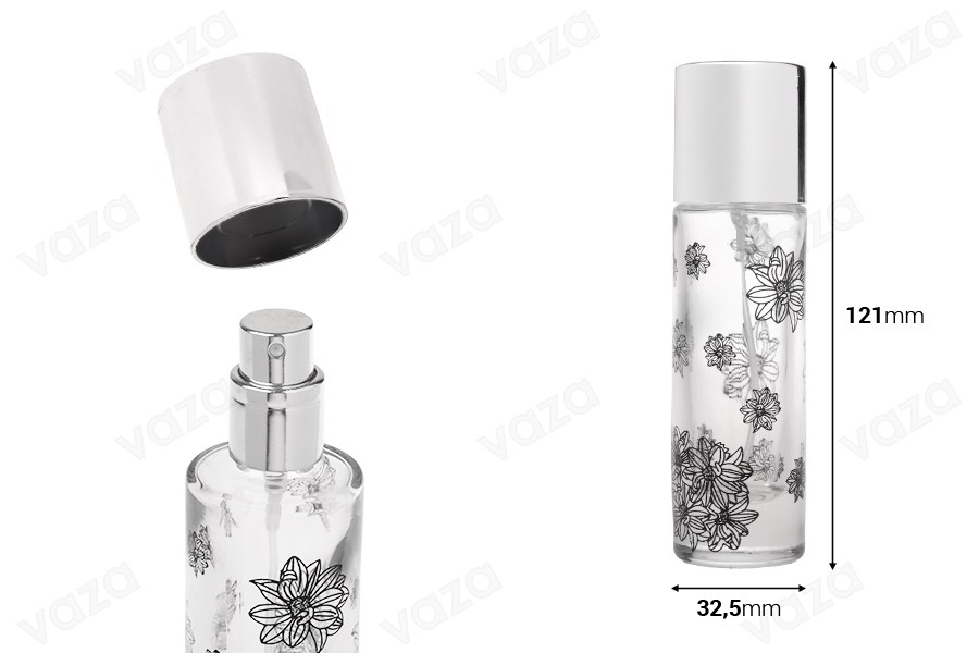 Φιάλη αρωμάτων 30 ml με ασημί καπάκι και σπρέι (PP 15) Φιάλη αρωμάτων 30 ml με ασημί καπάκι και σπρέι (PP 15)-εικόνα_διαστάσεις