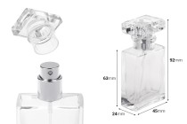 Flacone in vetro trasparente per profumo da 30 ml con pompetta spray e tappo Flacone in vetro trasparente per profumo da 30 ml con pompetta spray e tappo-dimensioni_immagine