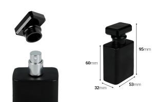 Flacon de parfum en verre de 50 ml de couleur noire avec vaporisateur et bouchon-εικόνα_διαστάσεις