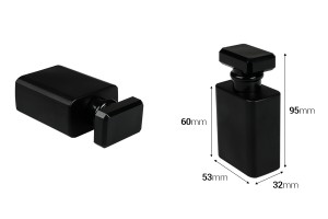 Parfümflasche Glas 50ml in schwarzer Farbe mit Zerstäuber und Verschluss-bildabmessungen